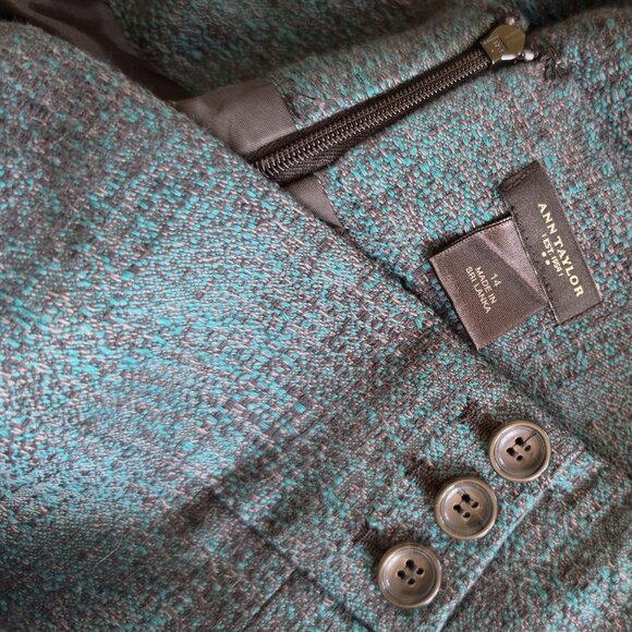 NBW Vintage Ann Taylor 100% Cotton Blue & Grey Tweed Pencil Skirt| US 14 - Picture 11 of 11